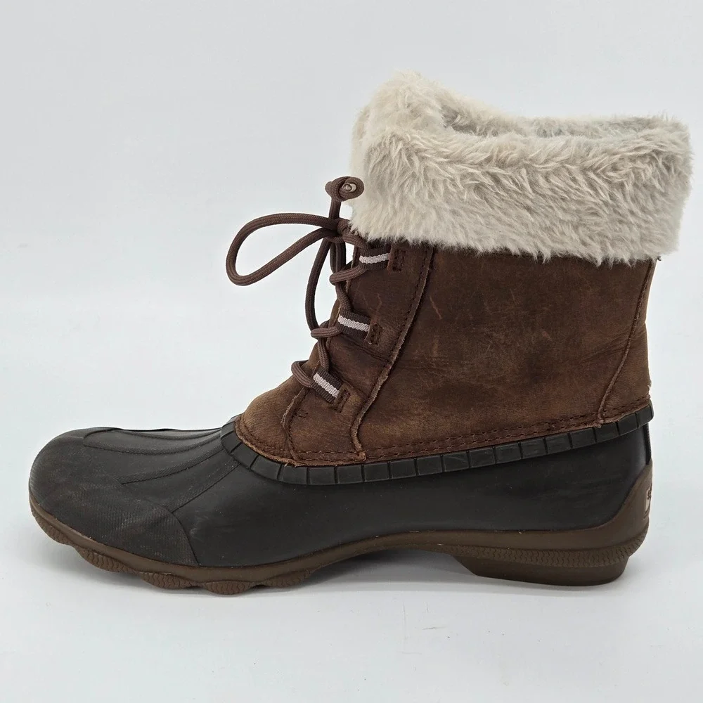 Sperry Top-Sider Maritime Repel Faux Fur Duck‎ Boots Brown Women's Sz 10